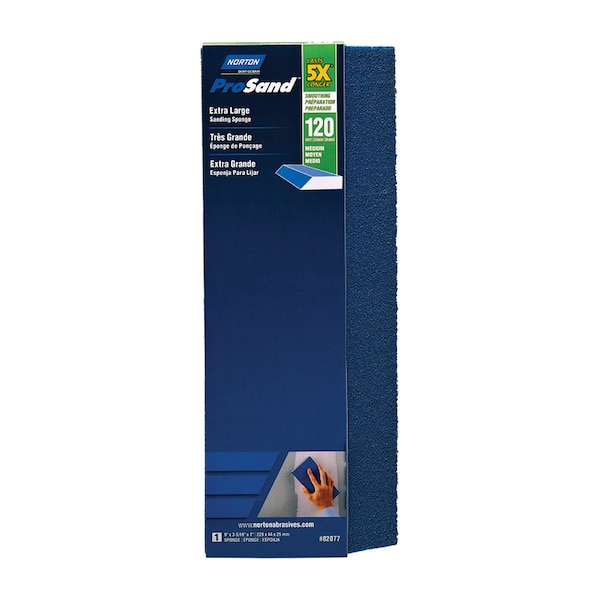 Norton Abrasives Norton ProSand 9 in. L X 3.83 in. W X 1 in. 120 Grit Medium Extra Large Sanding Sponge 07660782077 - main